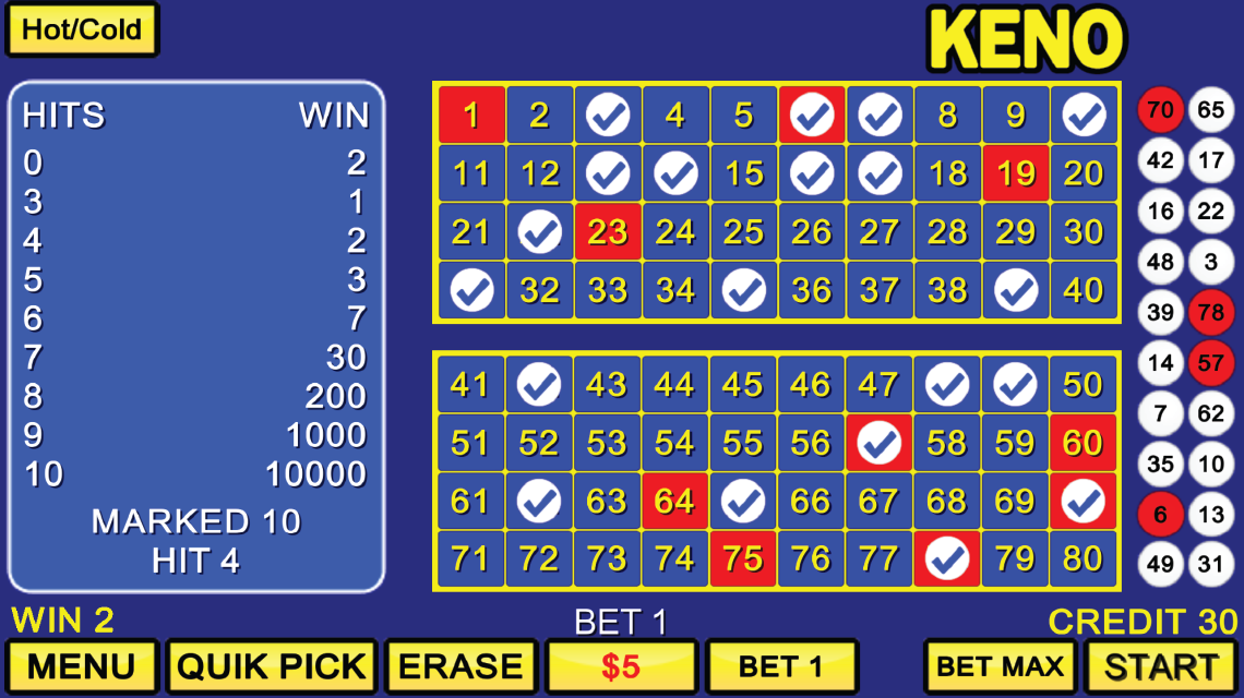 Play four card keno for free online